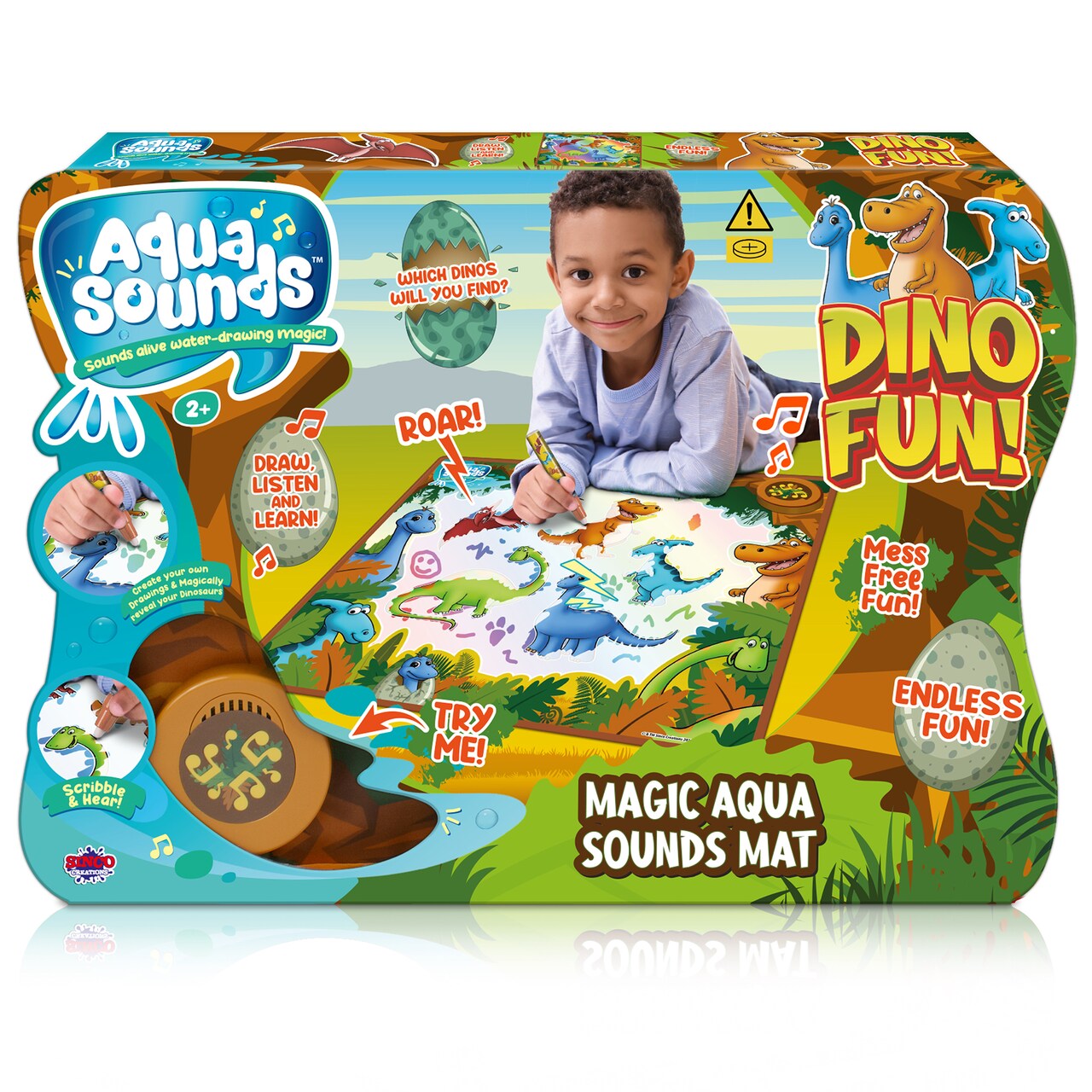 Aqua Sounds Magic Mat: Dinosaur Adventure - Water Drawing, Character & Scene Reveal, Makes Sounds While You Scribble, Chunky Water Pen, Kids Ages 2+